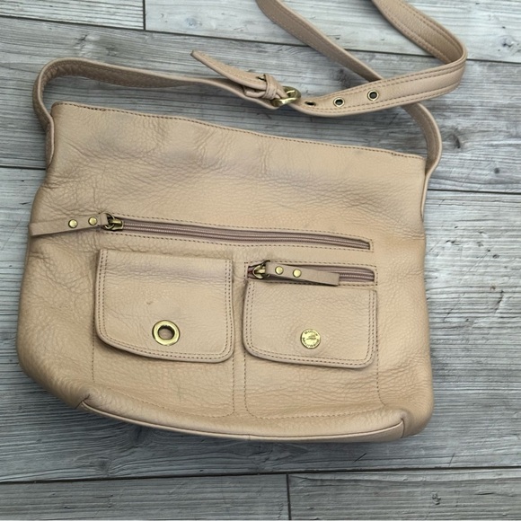 Women’s Purse Stone Mountain Beige Pebble Leather Shoulder/Crossbody - Picture 2 of 9